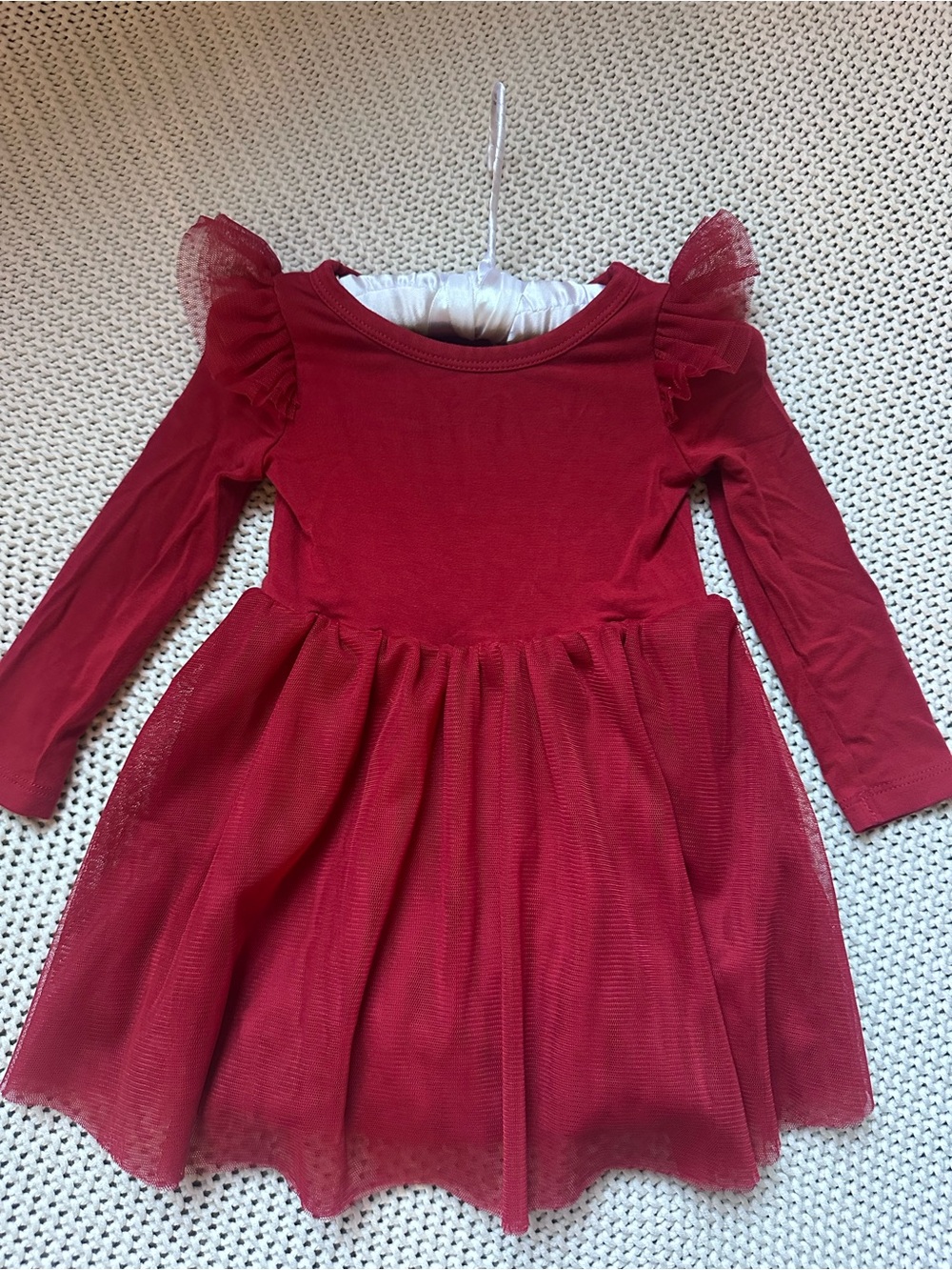 Little Sleepies Red Long-Sleeve Tulle Party Dress